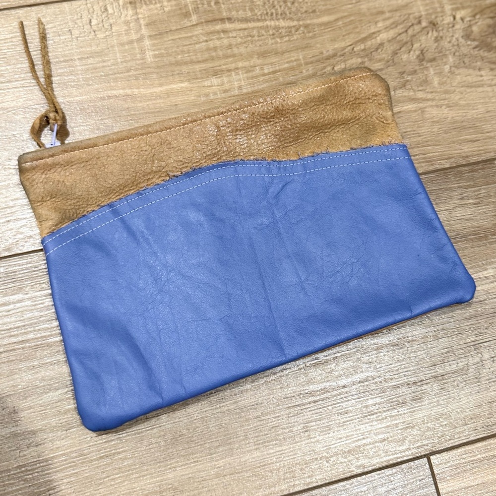 Lavender and Tan Genuine Leather Bag/Clutch